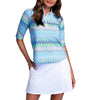 IBKUL Ruched Elbow Sleeve Polo Susan Seafoam
