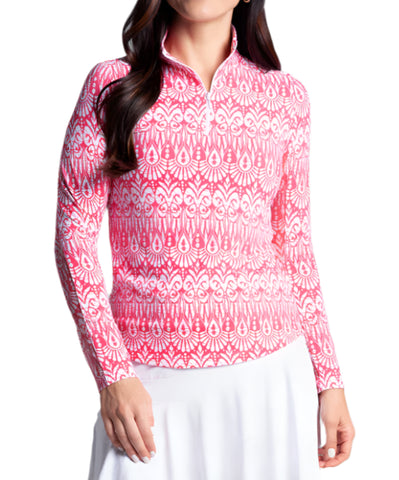 IBKUL Mock Long Sleeve Barbara Watermelon