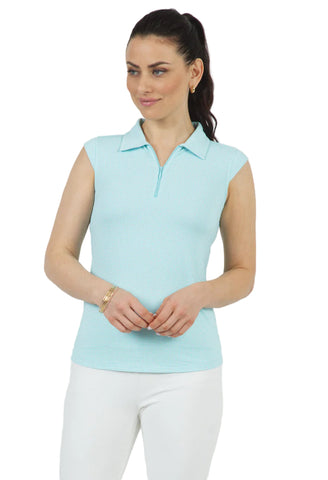 IBKUL Polo S/less Mini Check Seafoam