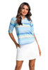 IBKUL Ruched Elbow Sleeve Polo Susan Seafoam (Only M left)
