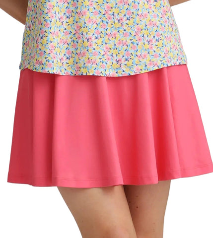 Skirt with floral top and pink bottom on a plain background