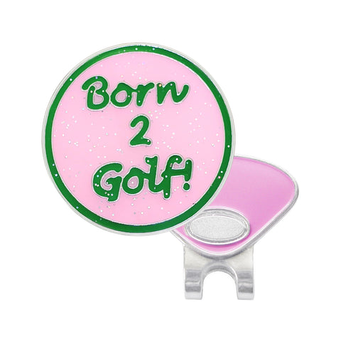 Navika Glitzy Hat Clip/Marker Born 2 Golf Pink