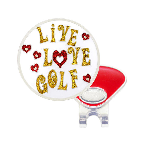 Navika Glitzy Hat Clip/Marker Live Love Golf