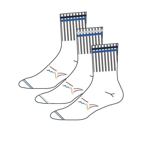 Greg Norman Mens Socks Mid Crew White W/Stripe (3 Pack)