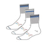 Greg Norman Mens Socks Mid Crew White W/Stripe (3 Pack)