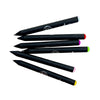 Set of black markers with colored tips on a white background