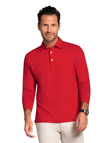 IBKUL Mens Polo Long Sleeve Red