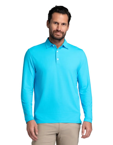 IBKUL Mens Polo Long Sleeve Turquoise