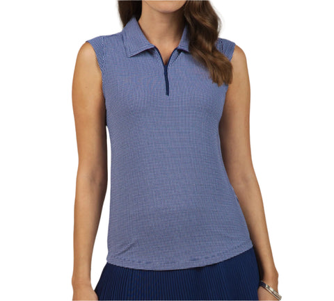 IBKUL Polo S/less Mini Check Navy