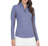 IBKUL Mock Long Sleeve Mini Check Navy (Only S left)