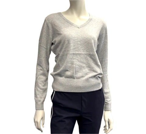 Green Lamb V-Neck Sweater Silver Grey