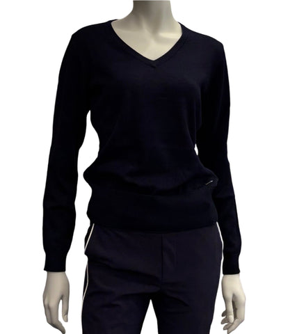 Green Lamb V-Neck Sweater Dark Navy