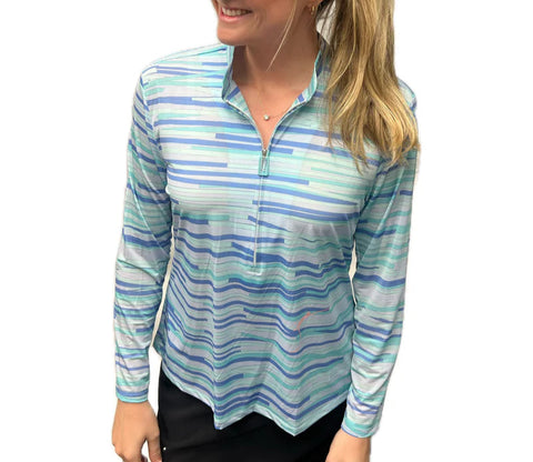 Jamie Sadock Polo Long Sleeve Solar Chopstix Indigo