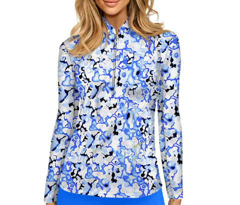 Jamie Sadock Polo Long Sleeve Solar Dreamscape Electric