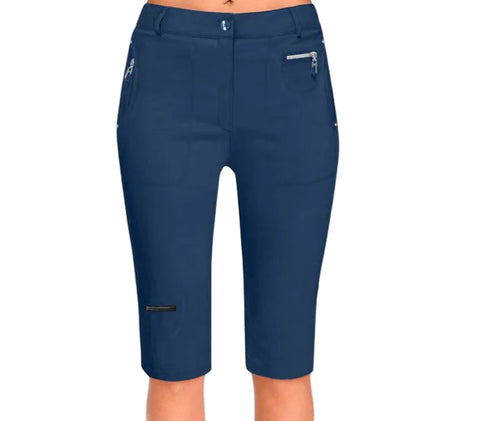 Navy blue shorts on a white background