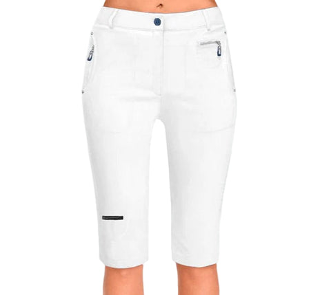 White capri pants on a white background