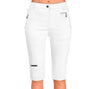 White capri pants on a white background