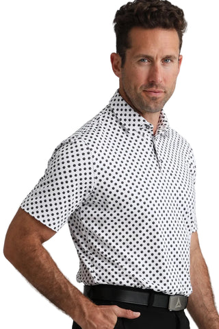 Man wearing a White shirt against a white background