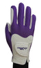 Purple and white golf glove with '39EX' branding on a gray background