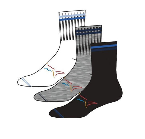 Greg Norman Mens Socks Mid Crew Assorted W/Stripe (3 Pack)