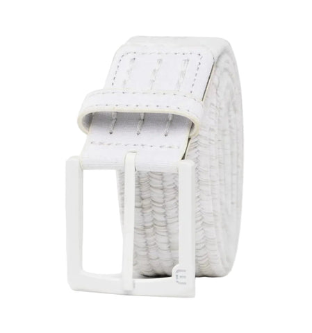 White belt with a textured strap on a white background