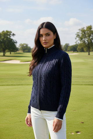 Nivo Cable Knit Zip Cardigan Sima