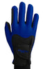 Blue and black glove with brand logo on a white background