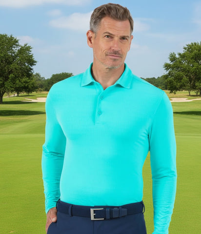 IBKUL Mens Polo Long Sleeve Mint (Only XXL left)