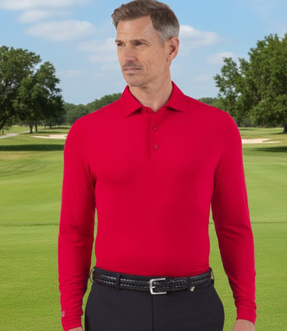 IBKUL Mens Polo Long Sleeve Red (Only XXL left)