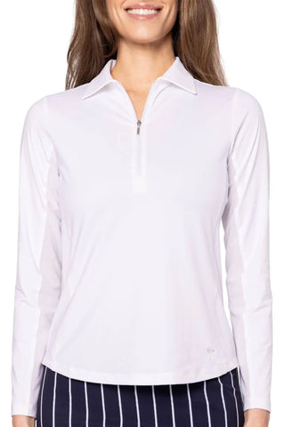 Golftini Long Sleeve Polo Cool Girl White