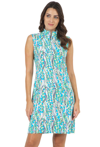 IBKUL Dress S/less Kamila Navy/Lime (Only XS left)