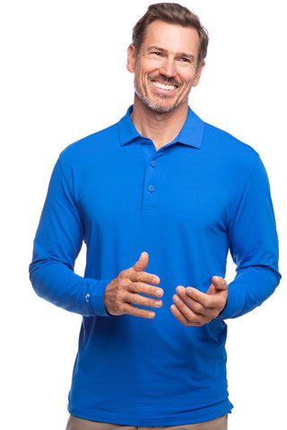 IBKUL Mens Polo Long Sleeve Royal